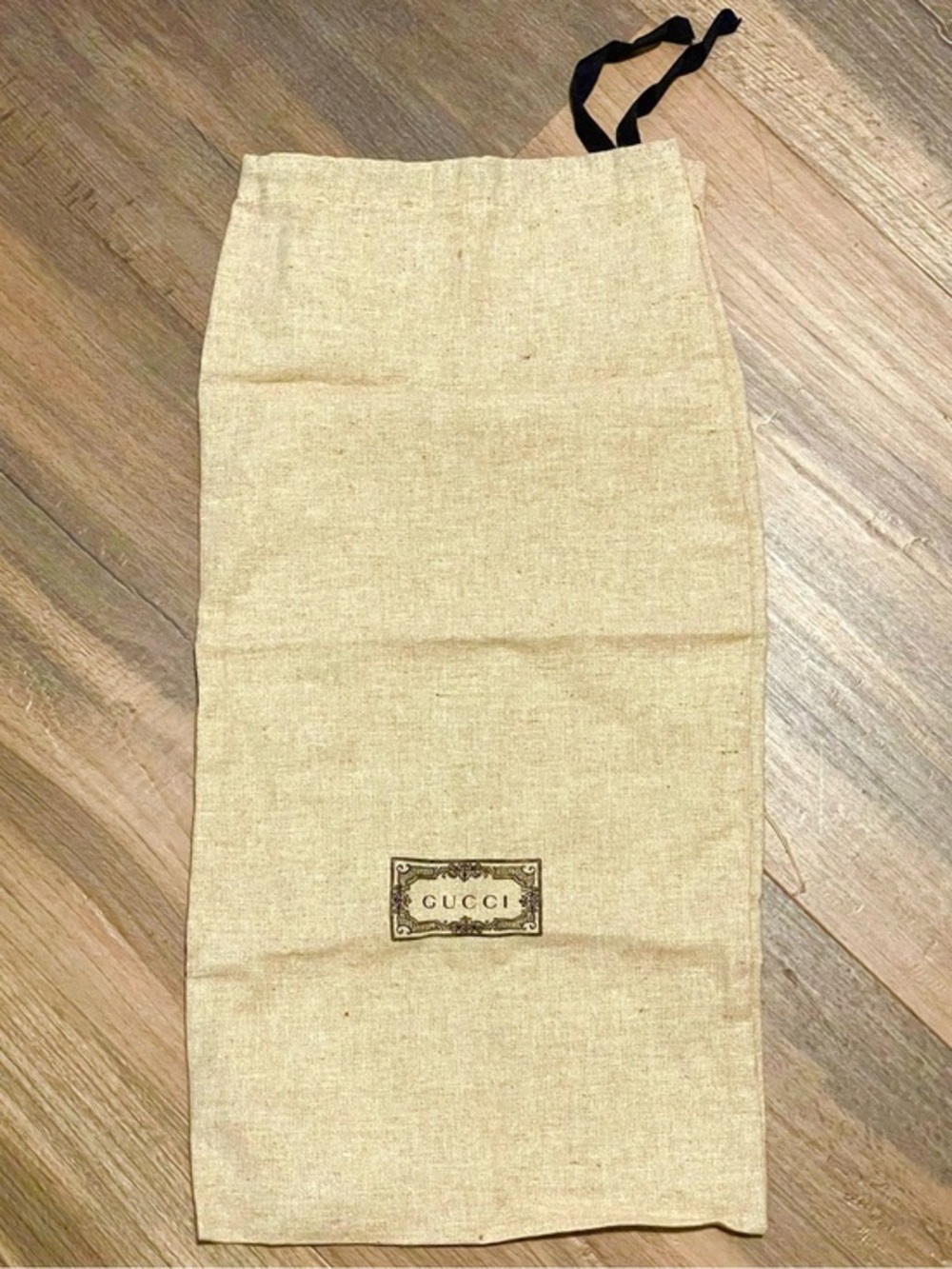 Gucci Beige Dust Bag with Black Drawstring!